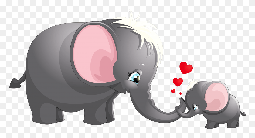 4967x2516 Mom And Baby Elephant Clipart, Graphics, Animal HD PNG Download
