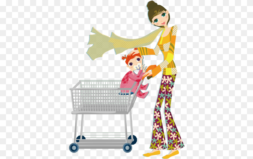 386x529 Mom And Baby Mother, Person, Face, Head, Shopping Cart Sticker PNG