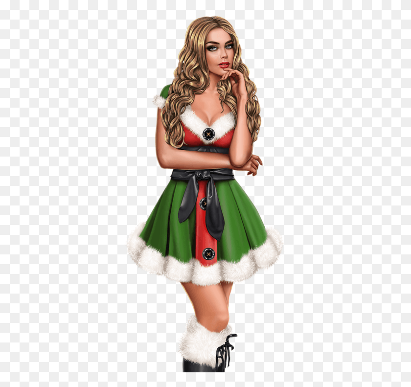 335x731 Descargar Png Mon Image Noel Christmas Christmas Girls 3D Girl Girl, Muñeca, Juguete, Disfraz Hd Png
