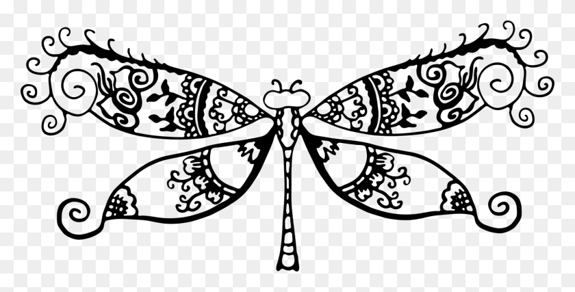 1594x750 Бабочка-Монарх Кисть Footed Butterfly Line Art, Серый, World Of Warcraft Hd Png Скачать