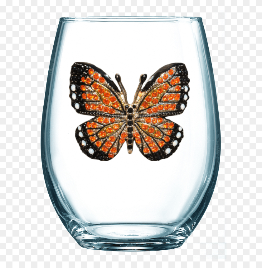 624x801 Monarch Butterfly Stemless GlassClass Queens Jewels Wine Glasses, Glass, Goblet, Crystal HD PNG Download