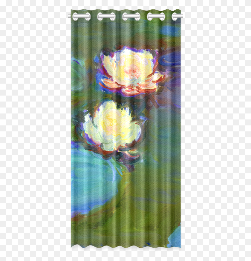 386x814 Monet Water Lilies Floral Window Curtain 50 X 108 Curtain, Shower Curtain, Modern Art HD PNG Download