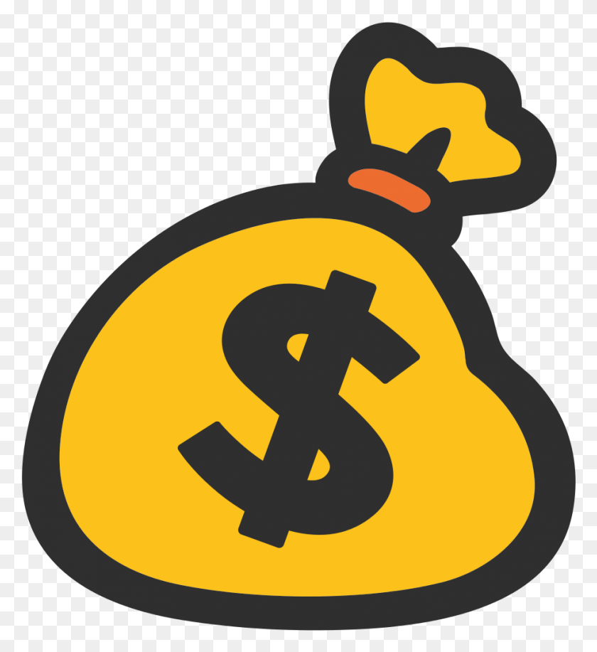 925x1017 Money Bag Emoji Money Bag Emoji Android, Alphabet, Text, Symbol HD PNG Download