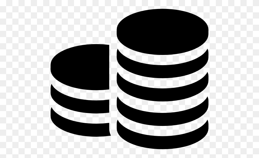 512x512 Money Coin Commerce Pile Stack Icon, Gray Clipart PNG