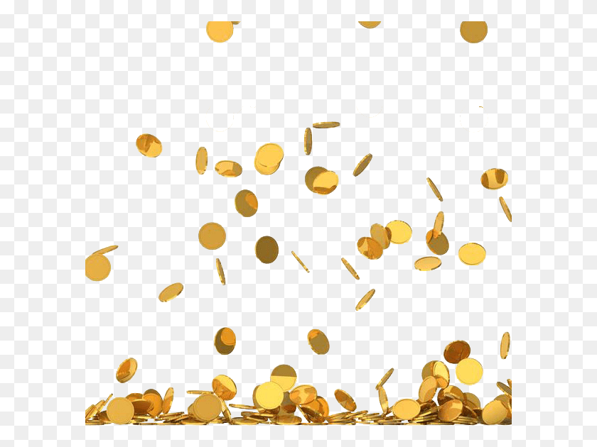 600x570 Money Gold Coin Rain, Confetti, Paper HD PNG Download