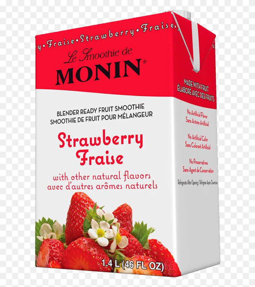 614x886 Monin Strawberry Real Fruit Smoothie Mix 46oz Strawberry, Plant, Food, Flyer HD PNG Download