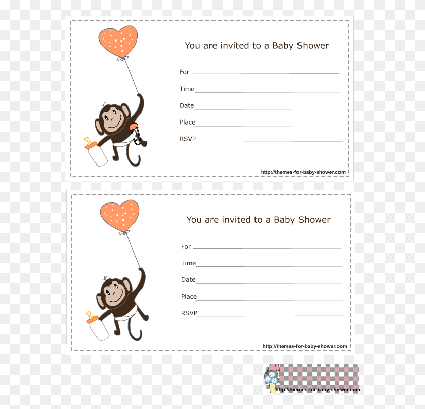 585x748 Monkey Baby Shower Invitations 1 Cartoon, Text, Plot HD PNG Download