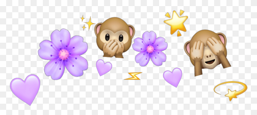 949x386 Monkey Emoji With Flower Crown Emoji Flower Crown, Petal, Plant, Blossom HD PNG Download