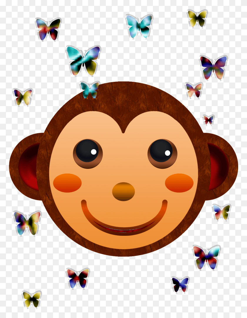 1181x1543 Monkey Face And Butterflies Cartoon, Super Mario, Animal HD PNG Download