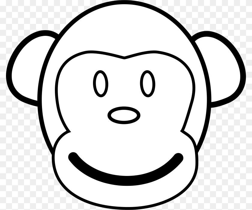 800x703 Monkey Face Svg Clip Arts, Stencil, Baby, Person, Head Sticker PNG