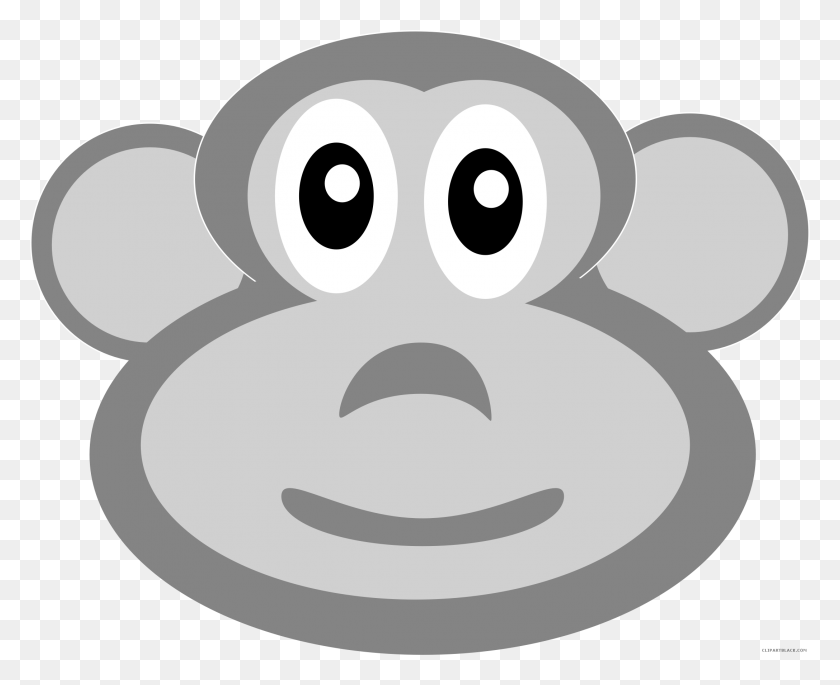 2174x1743 Monkey Head Animal Free Black White Clipart Images Cartoon, Stencil, Rug, Symbol HD PNG Download