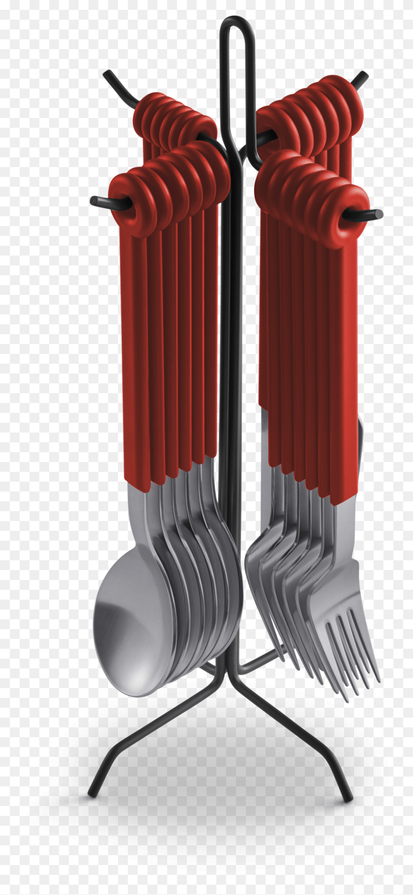 796x1798 Mono Ring Flatware Set 24 Stand Red Mono Ring, Cutlery, Spoon, Fork HD PNG Download