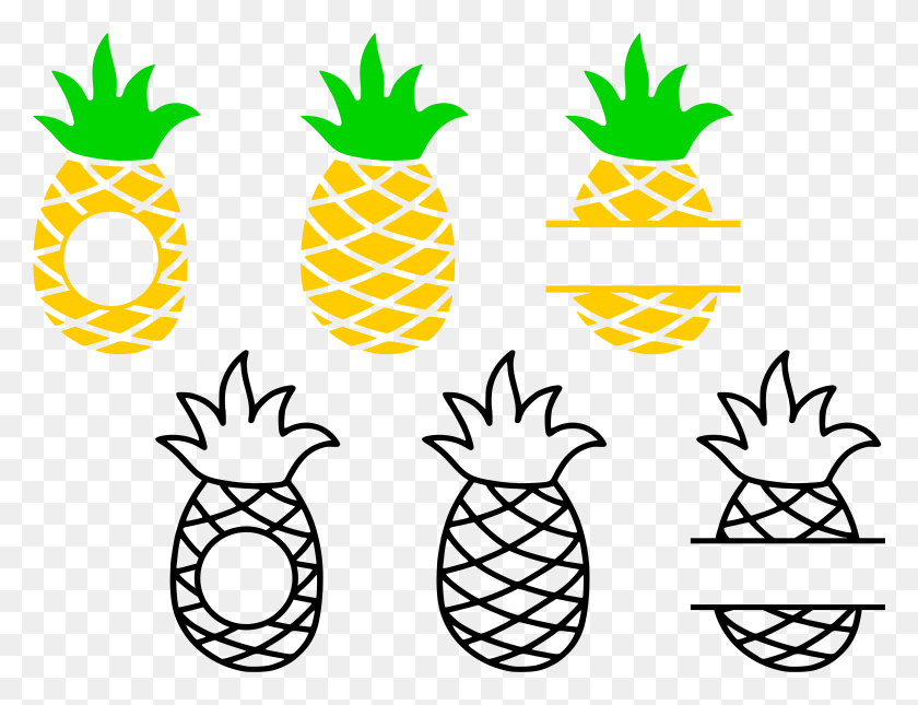 3911x2937 Monogram Pineapple Frame, Plant, Fruit, Food HD PNG Download