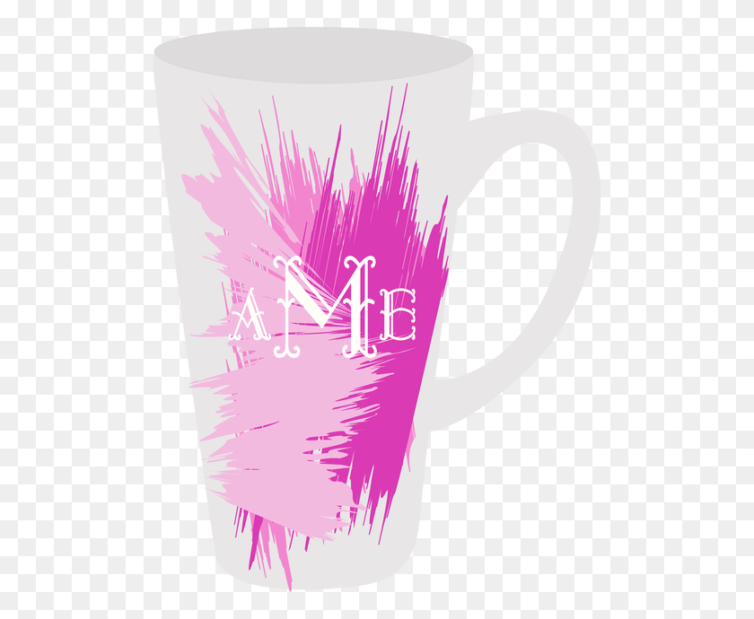 498x630 Monogrammed Latte Mugs Pink Splash Color Monogram Coffee Mug, Coffee Cup, Cup, Jug HD PNG Download