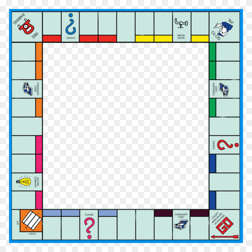 1024x1024 Monopoly Blank Frame Photoframe Game Gameboard Monopoly Board Game, Crossword Puzzle HD PNG Download