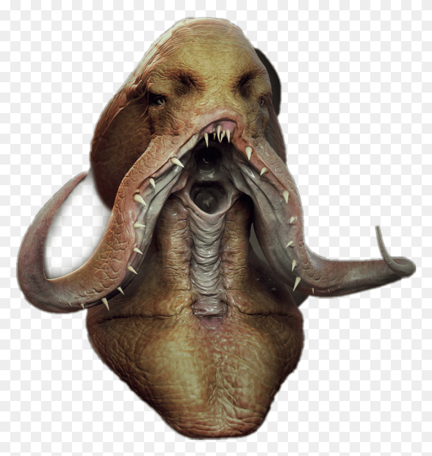 854x906 Descargar Png Monstruo Alien Tentáculos Dientes Afilados Elefante Indio, Dinosaurio, Reptil, Animal Hd Png