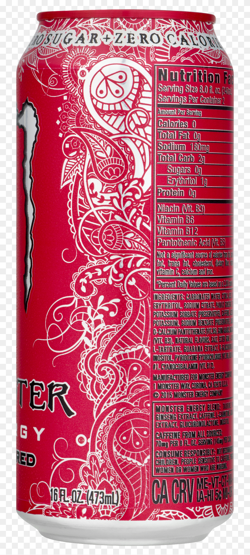 733x1801 Monster Energy Drinks, Lata Rosa, Motivo, Patrón, Etiqueta, Texto Hd Png