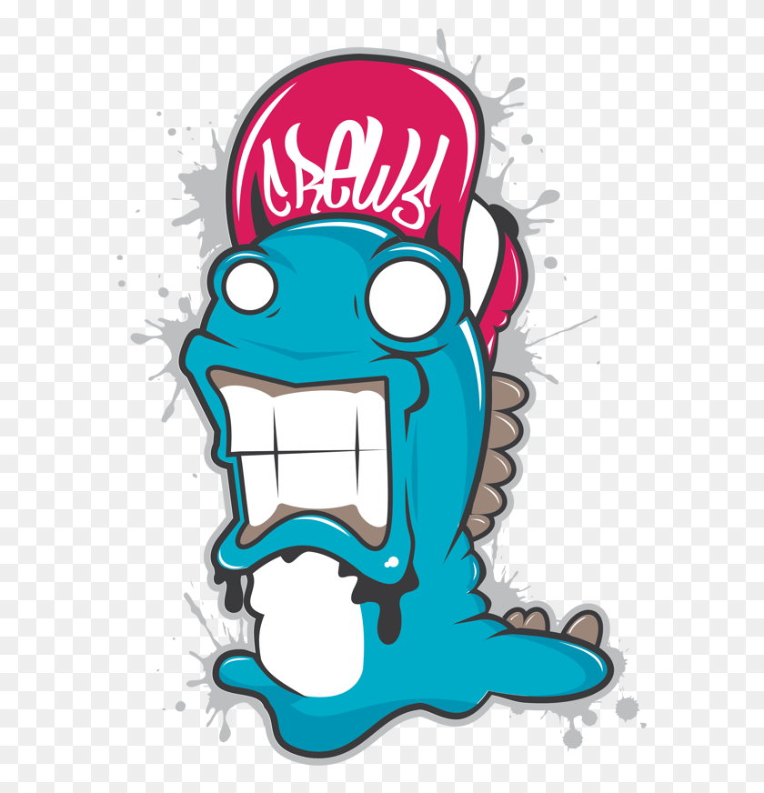 585x812 Monster Fish For Crew Five Apparel By Jason Arroyo Monster Graffiti Character, Label, Text, Poster HD PNG Download