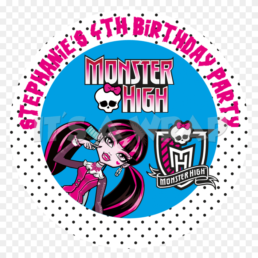 862x860 Monster High Party Box Stickers Monster High, Etiqueta, Texto, Etiqueta Hd Png