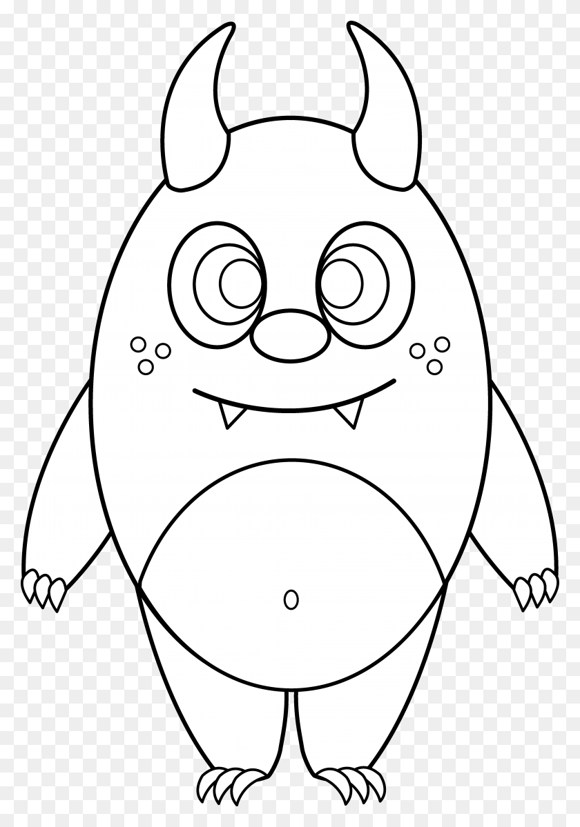 4325x6318 Monster Line Drawing At Getdrawings Easy Little Monster Drawing, Doodle HD PNG Download