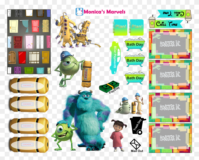 1911x1509 Monsterincfullboxes Mifunctional Thp Mdnmiheaders Checklistmi Cartoon, Text, Alphabet, Person HD PNG Download