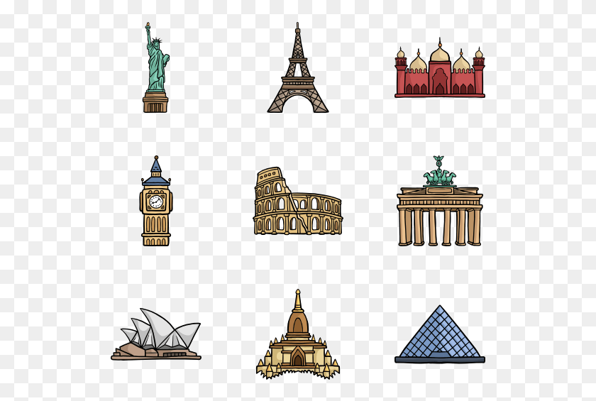 529x505 Monuments Of The World World Landmarks Icons, Architecture, Building, Poster HD PNG Download