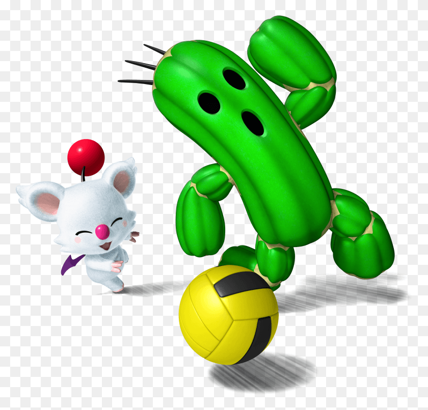 3493x3337 Moogle And Cactuar Playing Dodgeball Mario Sports Mix Cactuar, Toy, Plant, Food HD PNG Download