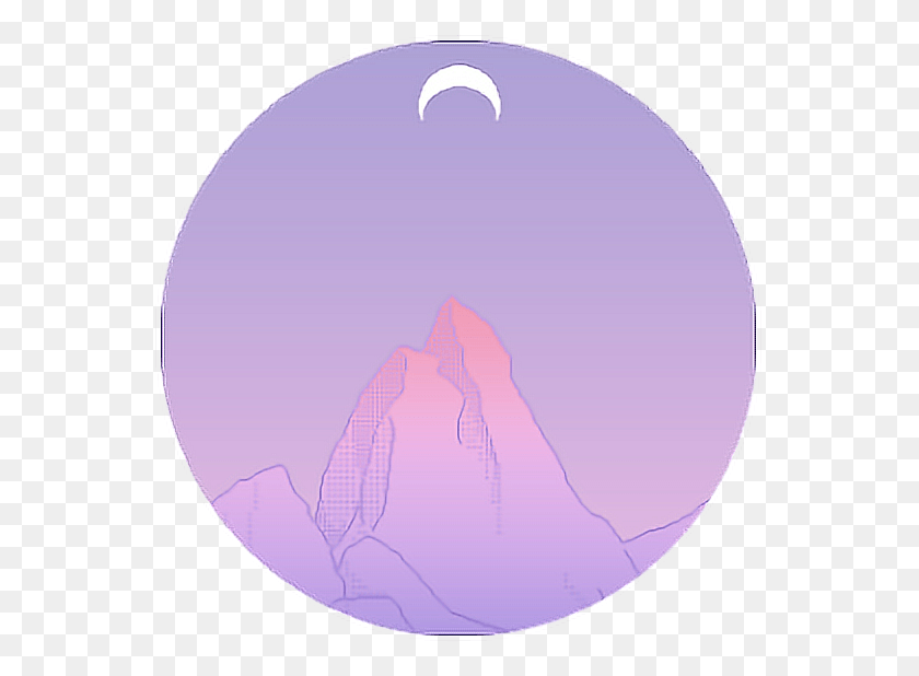 557x558 Descargar Png Moon Mountain Purple Cycle Tumblr Sticker Icono Púrpura Estética, Esfera, Naturaleza, Globo Hd Png