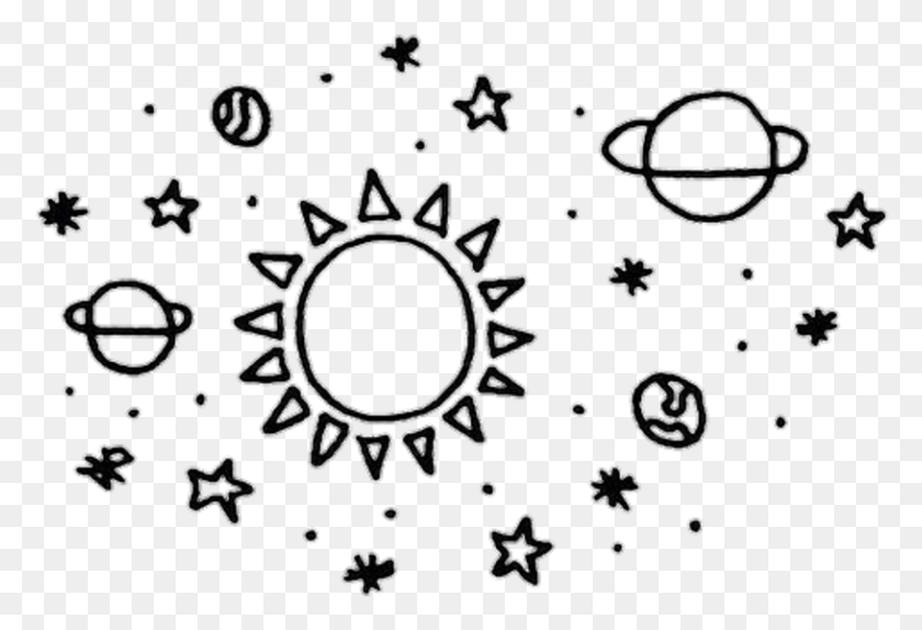 815x538 Descargar Png / Luna Estrellas Sol Blanco Y Negro Espacio Blanco Y Negro Planetas Tumblr Dibujo, Ropa, Patrón, Patrón Hd Png