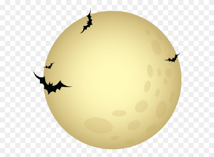 584x555 La Luna Con Murciélagos De Halloween Png Círculo, Esfera, Planta, Pájaro Hd Png