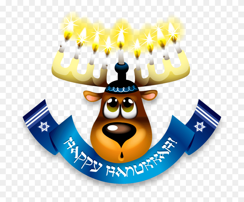 719x636 Moose Head With Menorah And Happy Hanukkah Banner Thanksgiving, Birthday Cake, Cake, Dessert HD PNG Download
