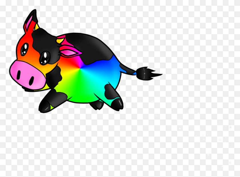 846x610 Descargar Png More Like Happy Cow By Melissar1 Rainbow Cow, Graphics, Electronics Hd Png