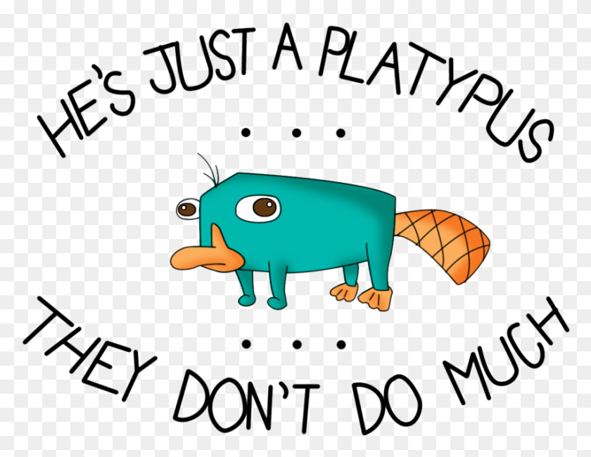 851x644 More Like Perry The Platypus Silhouette By Daniel, Text, Animal, Mammal HD PNG Download