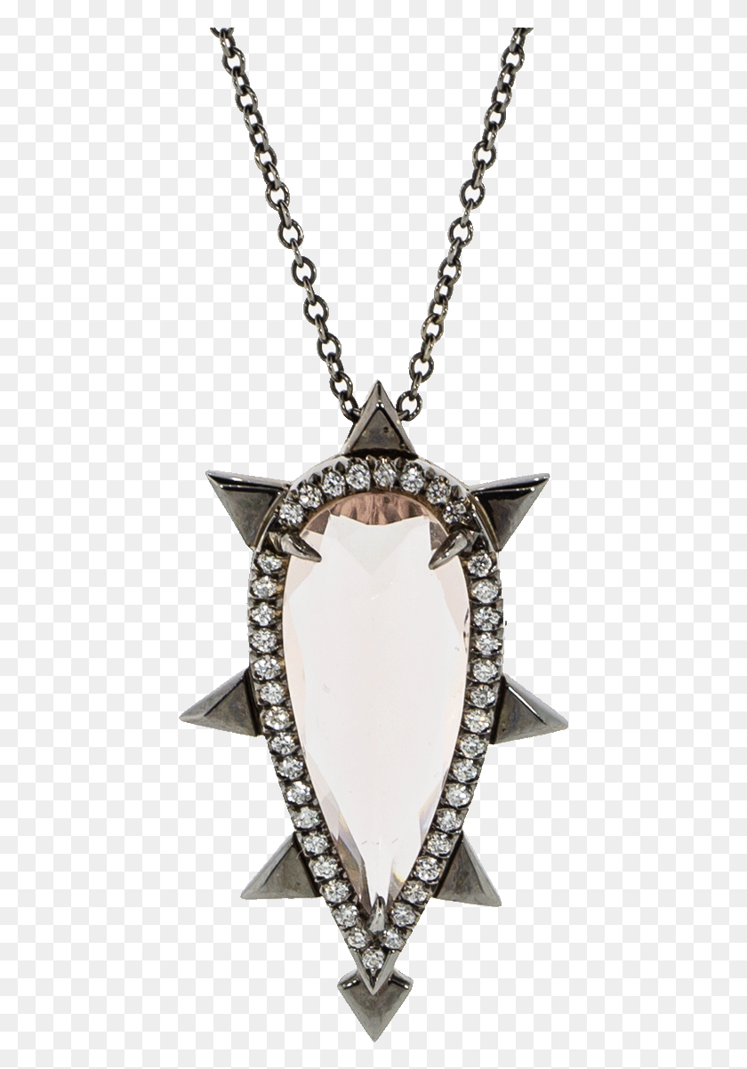 439x1142 Morganite And Diamond Pendant Necklace Two Tone Diamond Cross Pendants, Gemstone, Jewelry, Accessories HD PNG Download