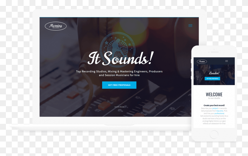 1056x636 Morning Records Sound Recording Studio Wp Theme Iphone, Monitor, Screen, Electronics HD PNG Download