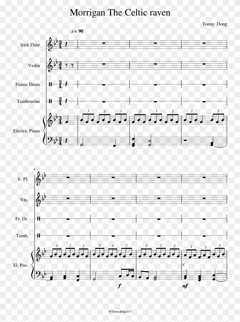 750x1064 Morrigan The Celtic Raven Sheet Music Composed By Tonny Nell Antro Del Re Della Montagna Spartito, Gray, World Of Warcraft HD PNG Download