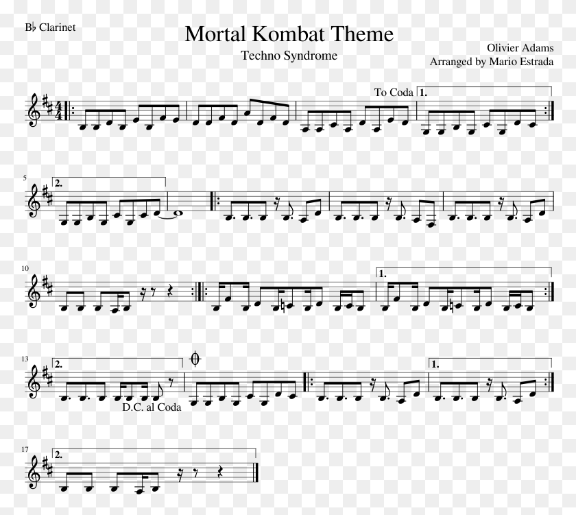 777x691 Mortal Kombat Theme For B Clarinet Sheet Music For Wonderful World Trumpet Solo, Gray, World Of Warcraft HD PNG Download