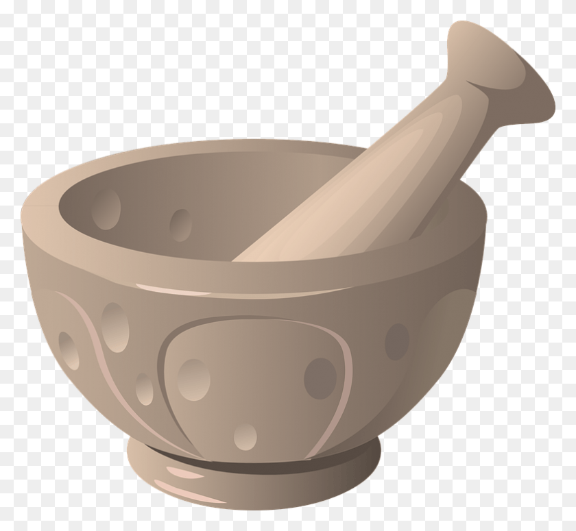 785x720 Mortar Pestle Herbal Medical Pharmacy Spices Mortar And Pestle Art, Cannon, Weapon, Weaponry HD PNG Download