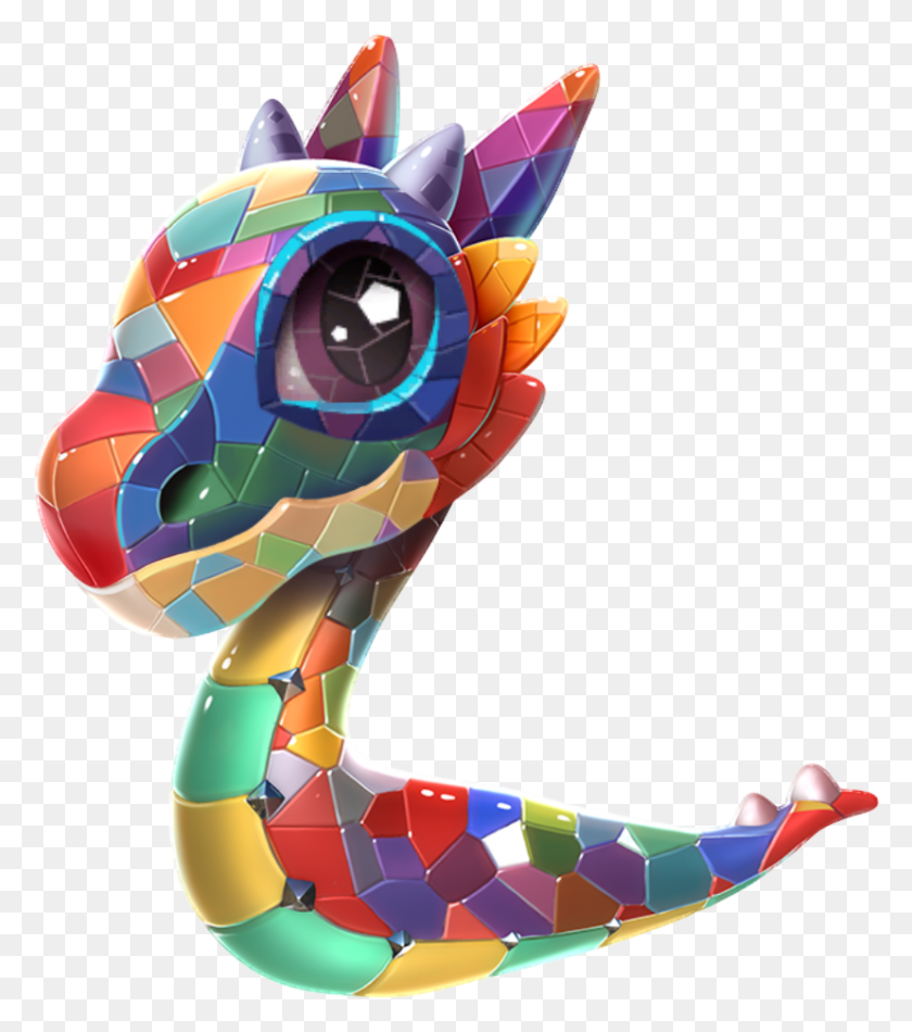 828x945 Mosaic Dragon Baby Cartoon, Toy, Animal, Reptile HD PNG Download