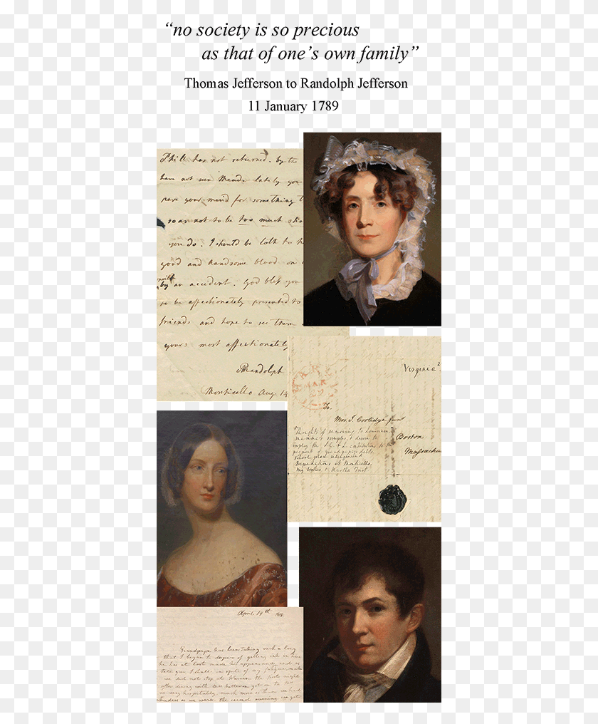 401x956 Descargar Png Imagen Mosaico De Retratos Y Letras Manuscritas Citas De Martha Jefferson, Persona, Texto Hd Png