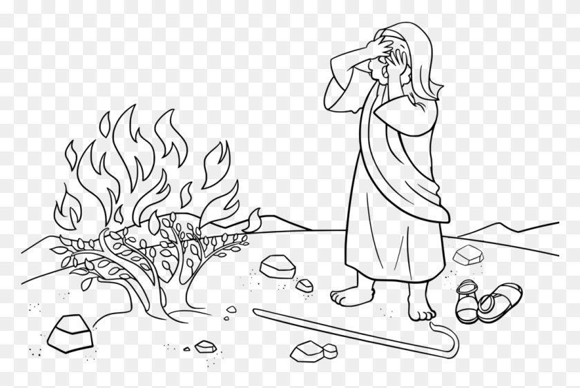 Moses And The Burning Bush Bible Coloring Book Child Bible Coloring Pages Moses Burning Bush, Gray, World Of Warcraft HD PNG Download