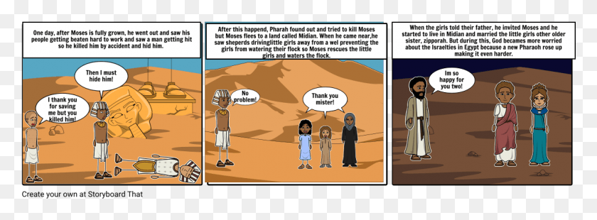 1151x370 Moses Flees To Midian Cartoon, Comics, Book, Person HD PNG Download