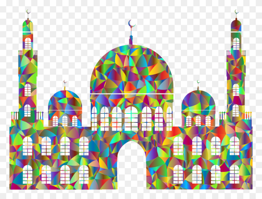 1009x750 Mosque Place Of Worship Silhouette Low Poly Landmark Stained Glass, Architecture, Building, Inflatable HD PNG Download
