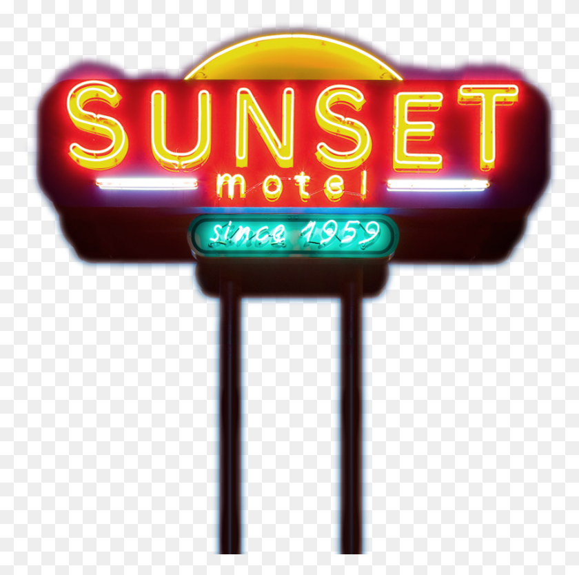 852x846 Motel Sign, Neon, Light, Gas Pump HD PNG Download