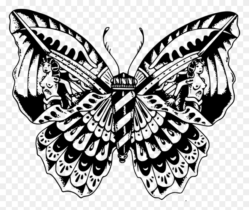 900x750 Moth Clipart Skull Butterfly Skull Tattoo, Gray, World Of Warcraft HD PNG Download
