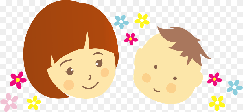 1920x885 Mother And Baby Faces Clipart, Art, Graphics, Face, Head Transparent PNG