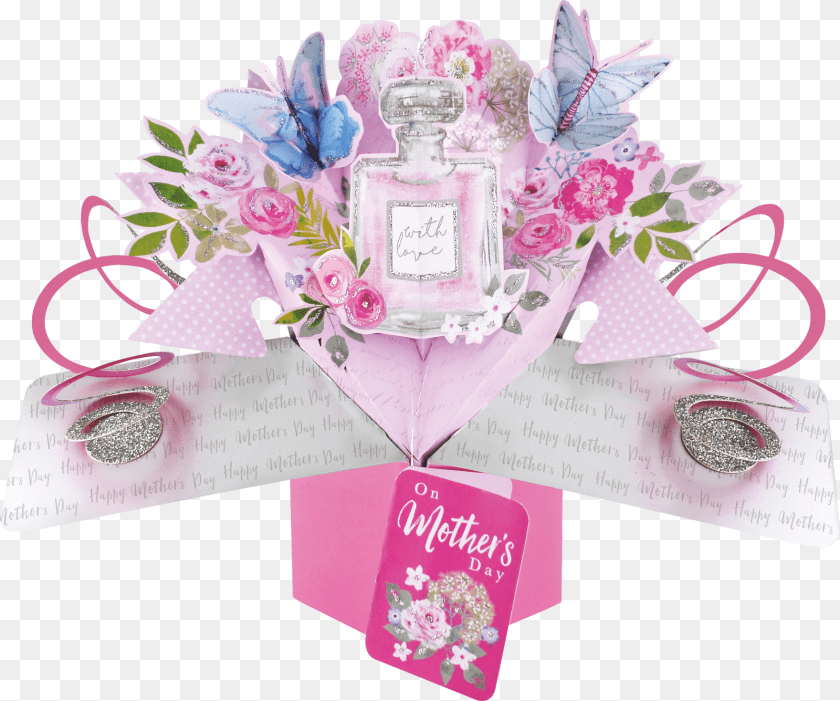 1600x1335 Mother S Day Perfume Bottle Pop Up Greeting Card Second Mother39s Day Pop Up Card, Flower, Plant, Rose, Cosmetics PNG