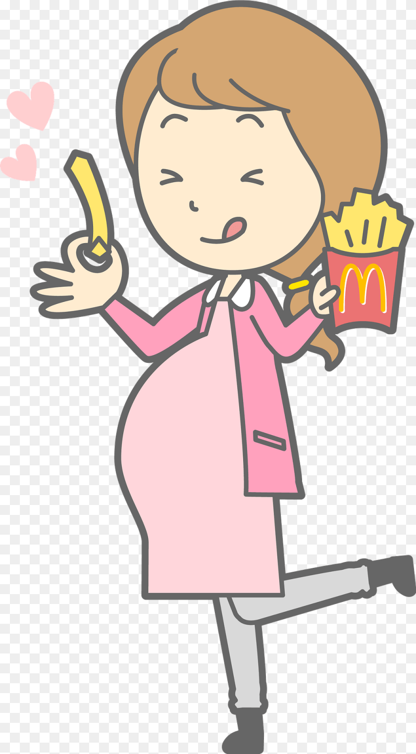 1059x1920 Mother To Be Eating French Fries Clipart, Clothing, Coat, Baby, Person Sticker PNG