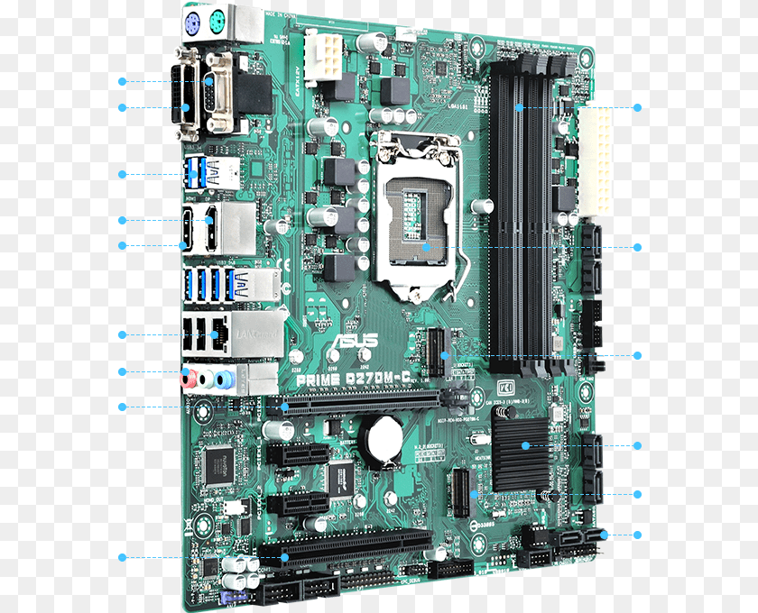 Motherboard Asus Prime Q270m C, Computer Hardware, Electronics, Hardware, Computer Clipart PNG
