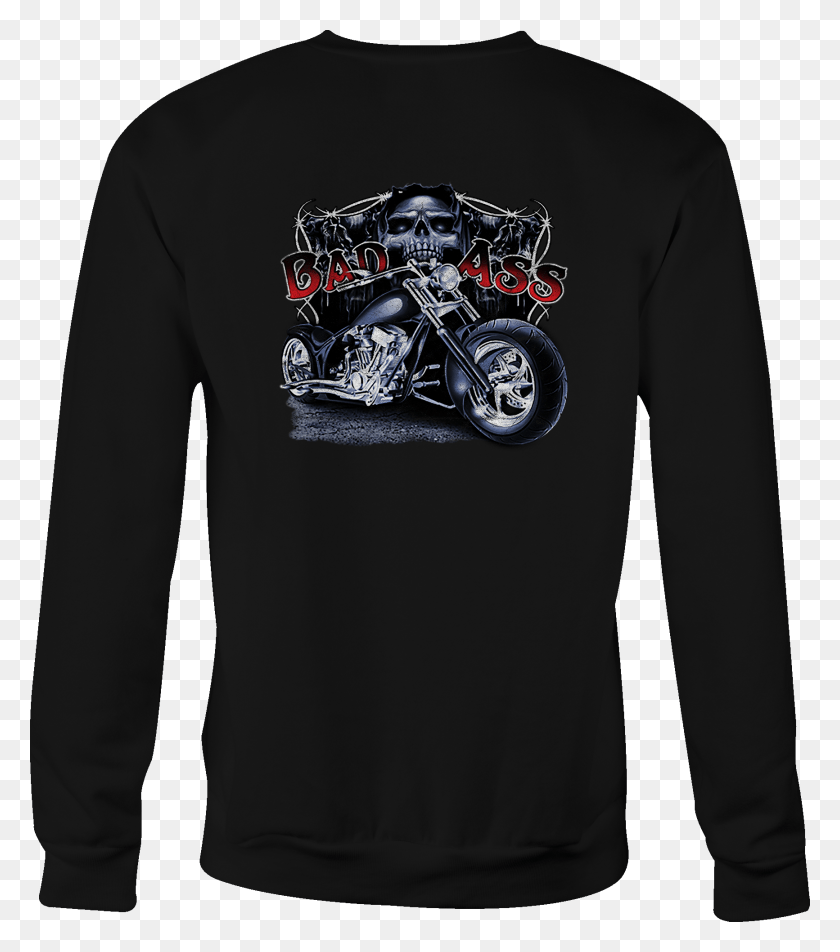 1733x1984 Motorcycle Crewneck Sweatshirt Bad Ass Chopper Thumbnail Shirt, Sleeve, Clothing, Apparel Descargar Hd Png